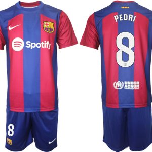 Herren Heimtrikot FC Barcelona 2023-2024 Fußballtrikots Set mit namen PEDRI 8