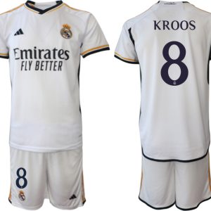 Herren Real Madrid 2023-24 Heimtrikot in weiß Kurzarm + Kurze Hosen KROOS 8