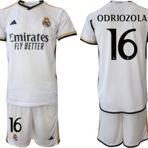 Herren Trikotsatz Real Madrid 2023-24 Heimtrikot Kurzarm + Kurze Hosen ODRIOZOLA 16