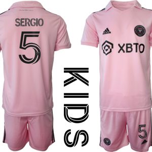 Kinder Fußball Trikot Trikotsatz Inter Miami CF Heimtrikot 2023-24 mit Aufdruck SERGIO 5