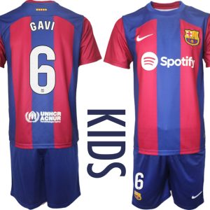 Kinder Trikot FC Barcelona 2023-2024 Heimtrikot bestellen mit Aufdruck GAVI 6