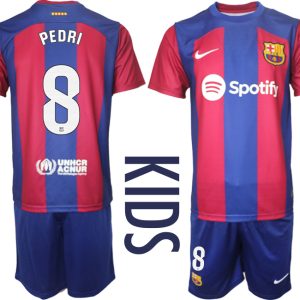 Kinder Trikot FC Barcelona 2023-2024 Heimtrikot bestellen mit Aufdruck PEDRI 8