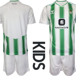 Billige Kinder Real Betis 2023-2024 Trikot in grün-weißen Fußballtrikots Set