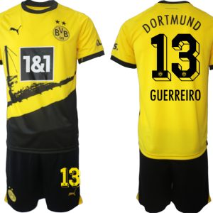 Günstige Borussia Dortmund BVB Heimtrikot 2023-24 Kurzarm + Kurze Hosen GUERREIRO 13