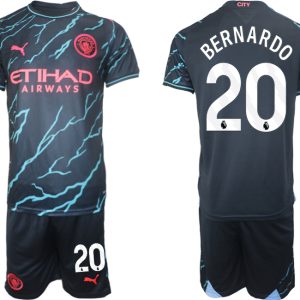 Günstige Fussballtrikots Manchester City Drittes Trikot 2023/24 Kurzarm + Kurze Hosen Bernardo Silva 20