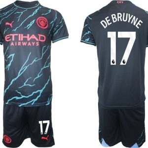 Günstige Fussballtrikots Manchester City Drittes Trikot 2023/24 Kurzarm + Kurze Hosen Kevin De Bruyne 17