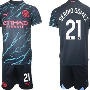 Günstige Fussballtrikots Manchester City Drittes Trikot 2023/24 Kurzarm + Kurze Hosen Sergio Gomez 21