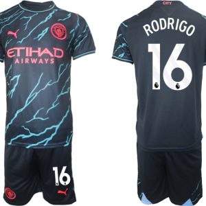 Günstige Fussballtrikots Manchester City Drittes Trikot 2023/24 mit Aufdruck Rodrigo 16