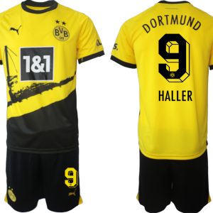 Günstige Fußballtrikots Set Borussia Dortmund BVB Heimtrikot 2023-24 mit Aufdruck HALLER 9