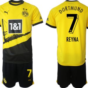 Günstige Fußballtrikots Set Borussia Dortmund BVB Heimtrikot 2023-24 mit Aufdruck REYNA 7