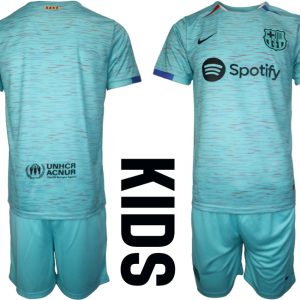 Kinder FC Barcelona 2023-24 Drittes Trikot Trainingsanzug Set Personalisierbar