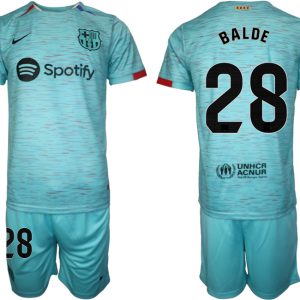 Fußballtrikots günstig FC Barcelona 2023-24 Drittes Trikot blau Trikotsatz Alejandro Balde 28