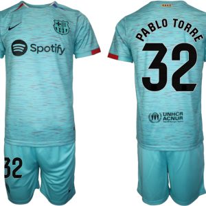 Fußballtrikots günstig FC Barcelona 2023-24 Drittes Trikot blau Trikotsatz Pablo Torre 32