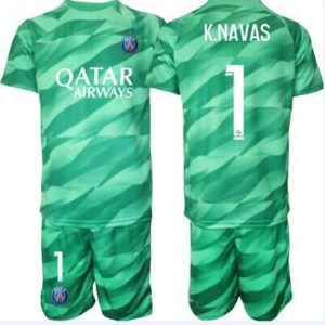 Günstige Kinder Paris Saint-Germain PSG Torwart Heimtrikotsatz grün 2023-24 K.NAVAS 1