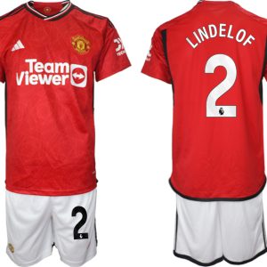 Herren Set Manchester United Heimtrikot 2023-24 bestellen mit Aufdruck LINDELOF 2