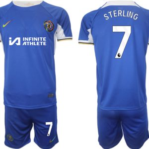 Fußball trikotsatz für Herren Chelsea 2023-24 weiß blau Heimtrikot Raheem Sterling 7