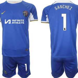 Fußball trikotsatz für Herren Chelsea 2023-24 weiß blau Heimtrikot Robert Sanchez 1