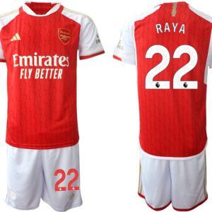 Günstige Fußballtrikots Arsenal Heimtrikot 2023-24 rot-weiss Herren Set David Raya 22