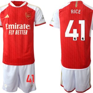 Günstige Fußballtrikots Arsenal Heimtrikot 2023-24 rot-weiss Herren Set Declan Rice 41