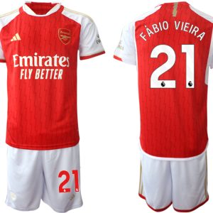 Günstige Fußballtrikots Arsenal Heimtrikot 2023-24 rot-weiss Herren Set Fabio Vieira 21