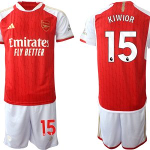 Günstige Fußballtrikots Arsenal Heimtrikot 2023-24 rot-weiss Herren Set Jakub Kiwior 15