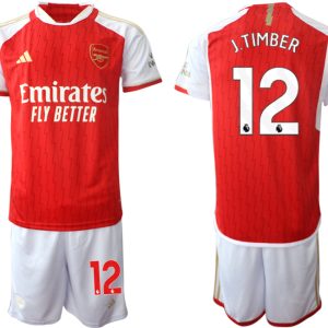 Günstige Fußballtrikots Arsenal Heimtrikot 2023-24 rot-weiss Herren Set Jurrien Timber 12