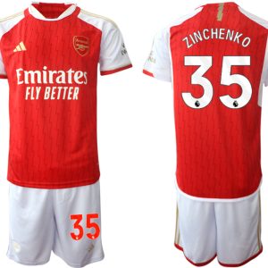 Günstige Fußballtrikots Arsenal Heimtrikot 2023-24 rot-weiss Herren Set Oleksandr Zinchenko 35