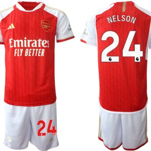 Günstige Fußballtrikots Arsenal Heimtrikot 2023-24 rot-weiss Herren Set Reiss Nelson 24