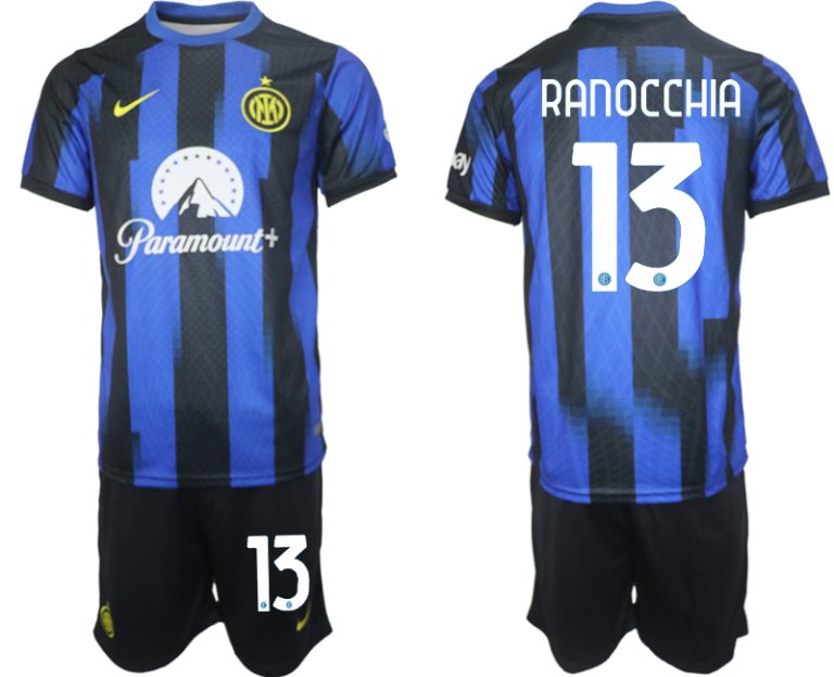 Günstige Fußballtrikots Inter Milan Heimtrikot 2023-24 Kurzarm + Kurze Hosen Andrea Ranocchia 13