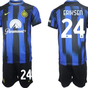 Günstige Fußballtrikots Inter Milan Heimtrikot 2023-24 Kurzarm + Kurze Hosen Christian Eriksen 24