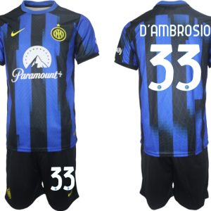 Günstige Fußballtrikots Inter Milan Heimtrikot 2023-24 Kurzarm + Kurze Hosen Danilo D’ambrosio 33