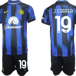 Günstige Fußballtrikots Inter Milan Heimtrikot 2023-24 Kurzarm + Kurze Hosen Joaquin Correa 19