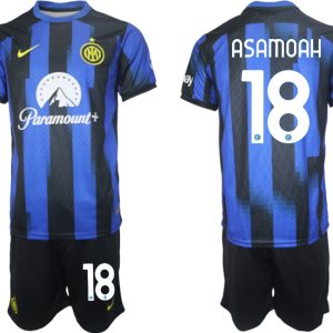 Günstige Fußballtrikots Inter Milan Heimtrikot 2023-24 Kurzarm + Kurze Hosen Kwadwo Asamoah 18