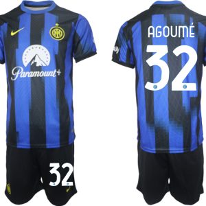 Günstige Fußballtrikots Inter Milan Heimtrikot 2023-24 Kurzarm + Kurze Hosen Lucien Agoume 32