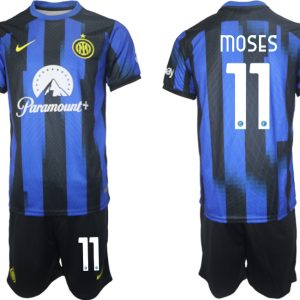 Günstige Fußballtrikots Inter Milan Heimtrikot 2023-24 Kurzarm + Kurze Hosen Victor Moses 11