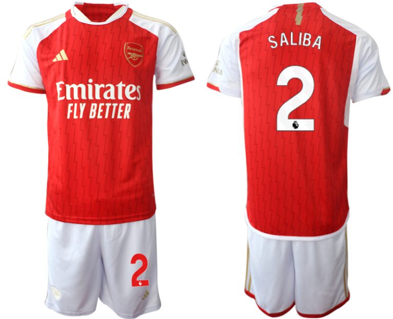 Günstige Herren Set Arsenal Heimtrikot 2023-24 rot-weiss bestellen William Saliba 2