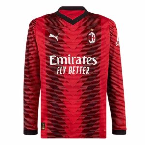 Herren Fußballtrikots AC Milan Heimtrikot 2023-24 Langarm Personalisierbar