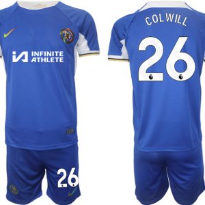 Herren Fußballtrikots Set Chelsea 2023-24 weiß blau Heimtrikot Levi Colwill 26