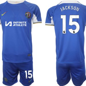 Herren Fußballtrikots Set Chelsea 2023-24 weiß blau Heimtrikot Nicolas Jackson 15