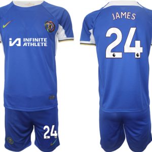 Herren Fußballtrikots Set Chelsea 2023-24 weiß blau Heimtrikot Reece James 24