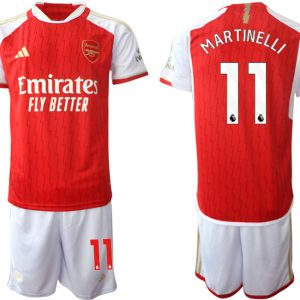 Herren Set Arsenal Heimtrikot 2023-24 rot-weiss Kurzarm + Kurze Hosen Gabriel Martinelli 11