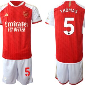 Herren Set Arsenal Heimtrikot 2023-24 rot-weiss Kurzarm + Kurze Hosen Thomas Partey 5