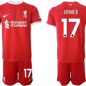 Herren Set Liverpool FC Heimtrikot 2023-24 rot Fußballtrikots Curtis Jones 17