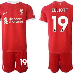 Herren Set Liverpool FC Heimtrikot 2023-24 rot Fußballtrikots Harvey Elliott 19