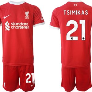 Herren Set Liverpool FC Heimtrikot 2023-24 rot Fußballtrikots Kostas Tsimikas 21