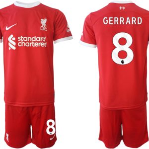 Herren Set Liverpool FC Heimtrikot 2023-24 rot Fußballtrikots Steven Gerrard 8