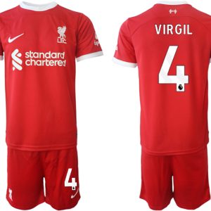 Liverpool FC Heimtrikot 2023-24 rot Günstige Fußballtrikots Trikotsatz Virgil van Dijk 4