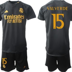 Günstige Fußballtrikots Herren Real Madrid 2023-24 Drittes Trikot Federico Valverde 15