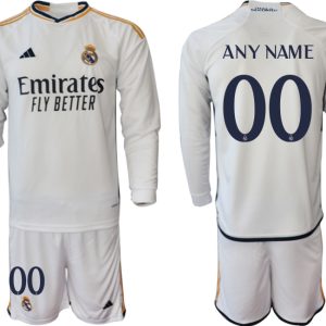 Herren Fußballtrikots Set Real Madrid Heimtrikot 2023-2024 Langarm + Kurze Hosen