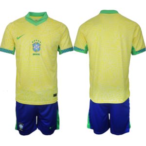 Günstig Fußballtrikots Brasilien Heimtrikot Copa America 2024 Kurzarm + Kurze Hosen